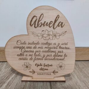 Corazón de madera con dedicatoria
