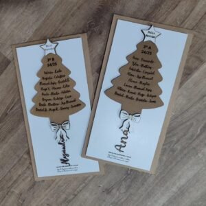Árbol de navidad con nombres de alumnos y profe