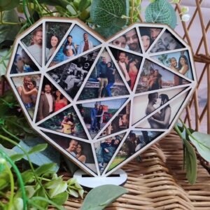 Corazón con fotos con peana