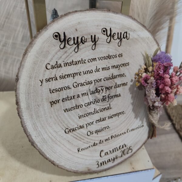 Rodaja de madera con dedicatoria - Imagen 8