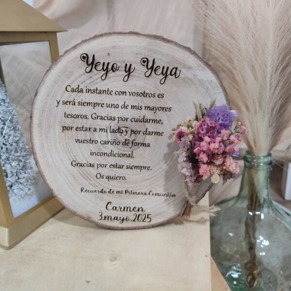 Rodaja de madera con dedicatoria - Imagen 7