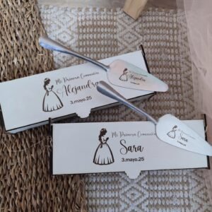 Palas para tarta con cajita personalizada