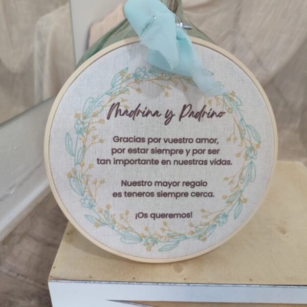 Bastidor de madera con dedicatoria en tela - Imagen 4