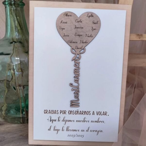 Cuadro con corazón, nombres y dedicatoria - Imagen 3