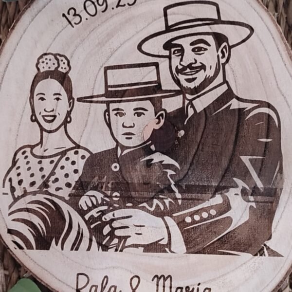Rodaja de madera con foto dibujo - Imagen 3