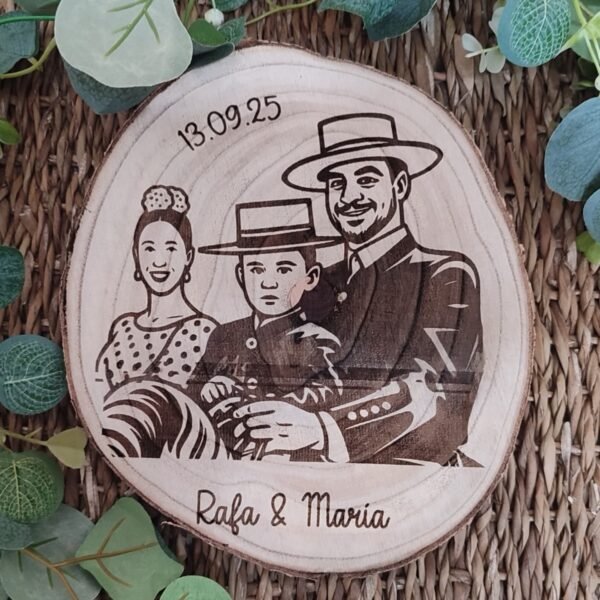 Rodaja de madera con foto dibujo - Imagen 2
