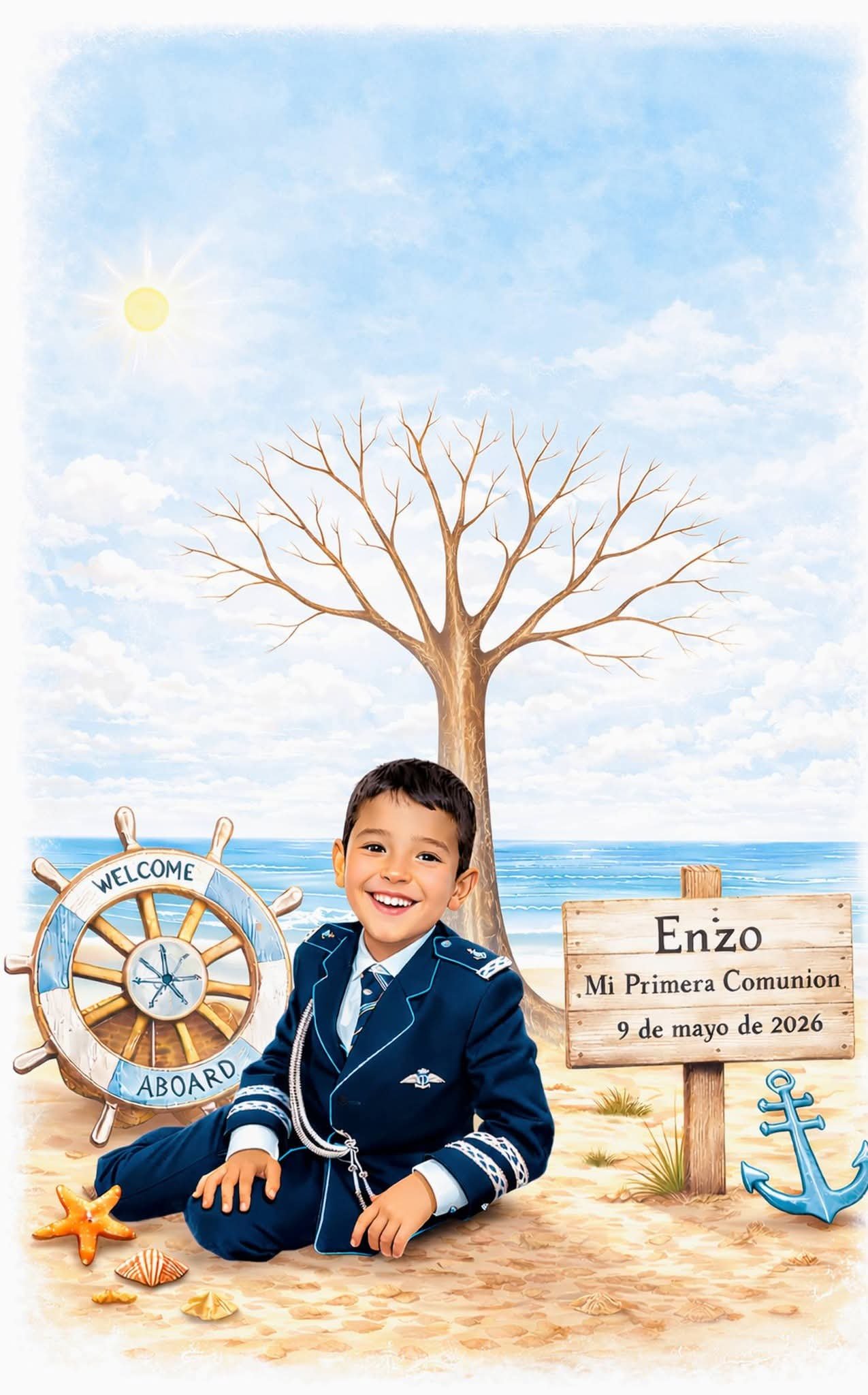 Lienzo árbol de huellas personalizado