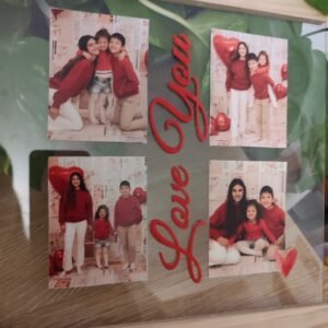 Cuadro de metacrilato con fotos y frase en relieve